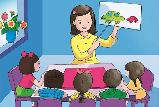 Cô giáo và hai em nhỏ